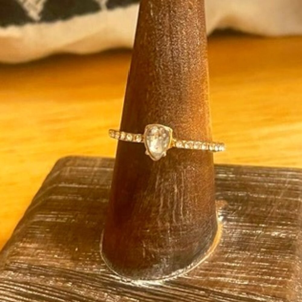 Dainty Crystal Bezel Pave Band Ring Size 7